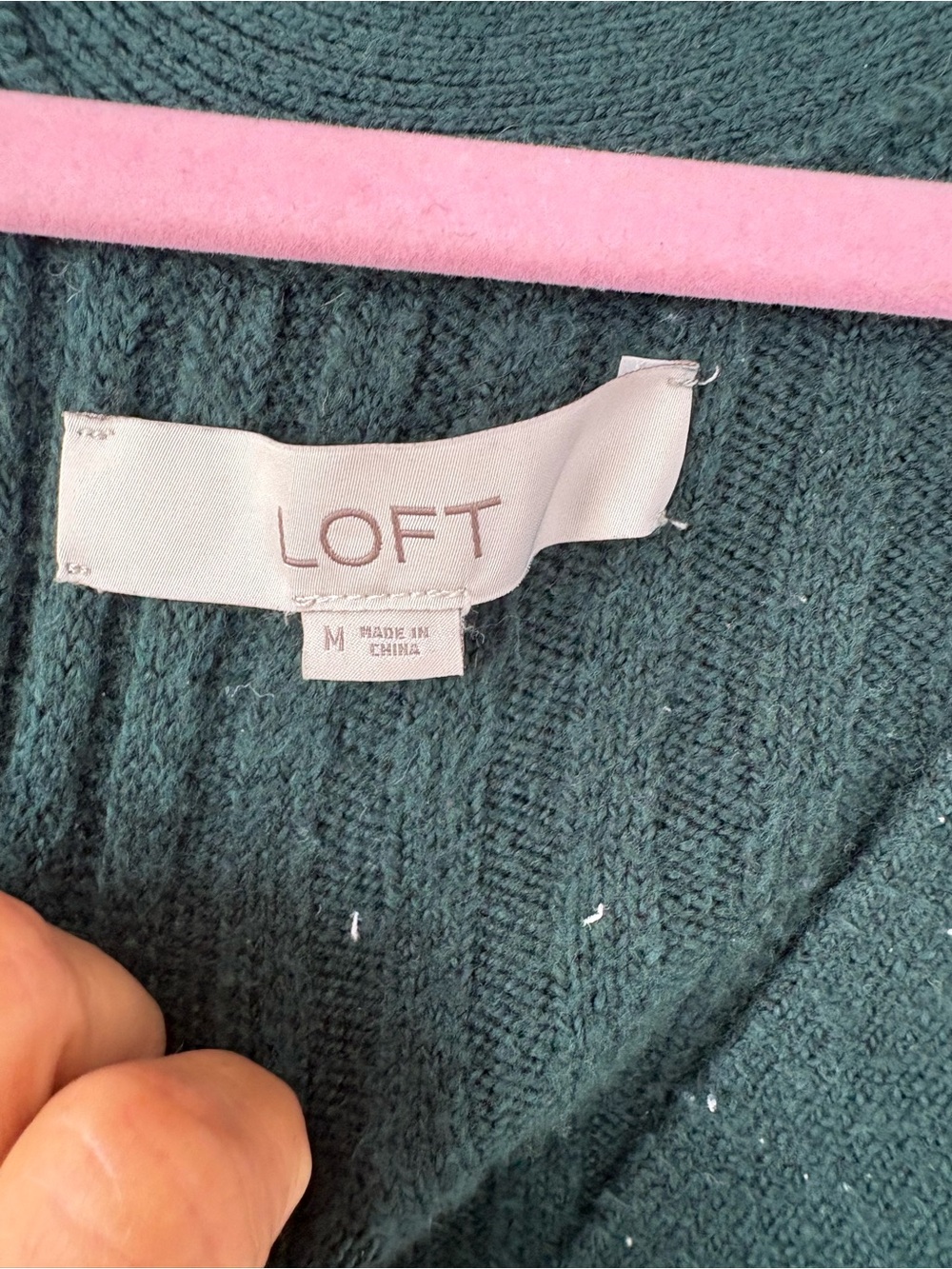 LOFT Dark Green Ribbed Button-Front Cardigan - Picture 4 of 5